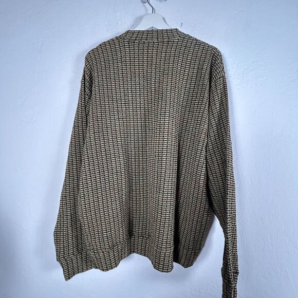 Jhane Barnes Mens XL Textured Woven Knit Crew Neck Sweater XL Brown Pullover - Picture 2 of 5